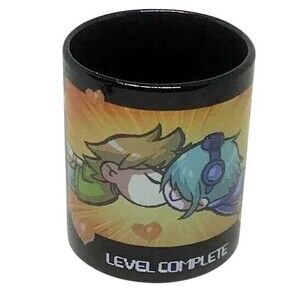 Scott Pilgrim Vs The World Level Complete Coffee Mug Ramona Kissing RARE Black